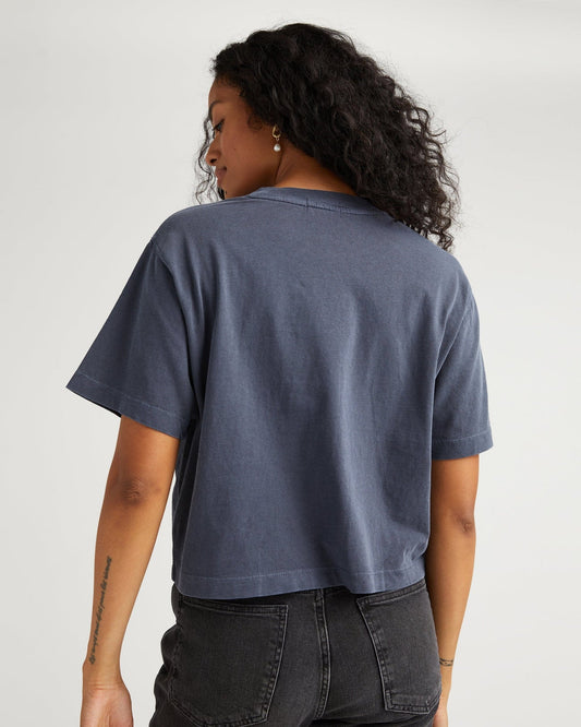 The Relaxed Crop Tee in Blue Steel