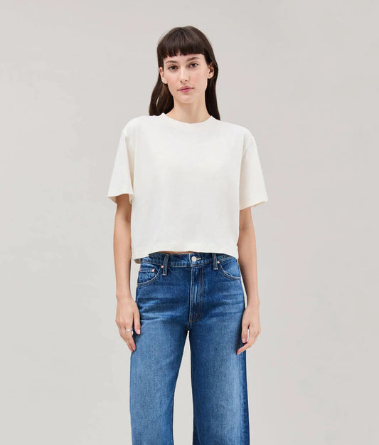 The Relaxed Crop Tee in Bone