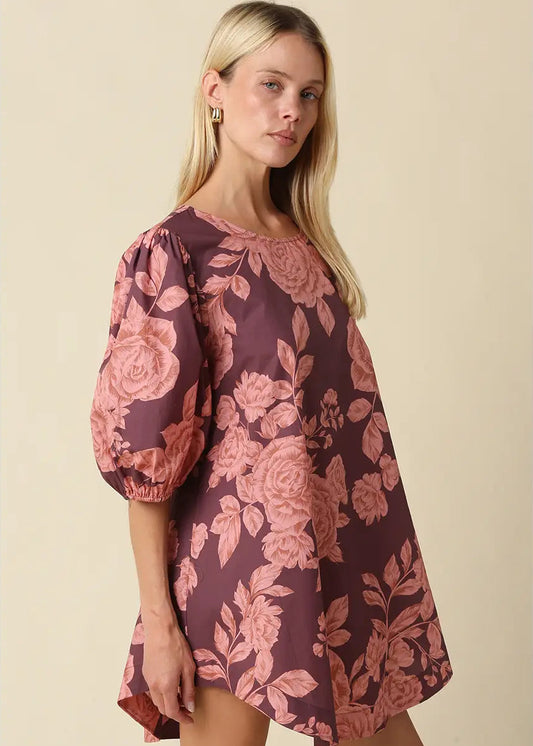 Rose Floral Mini Dress