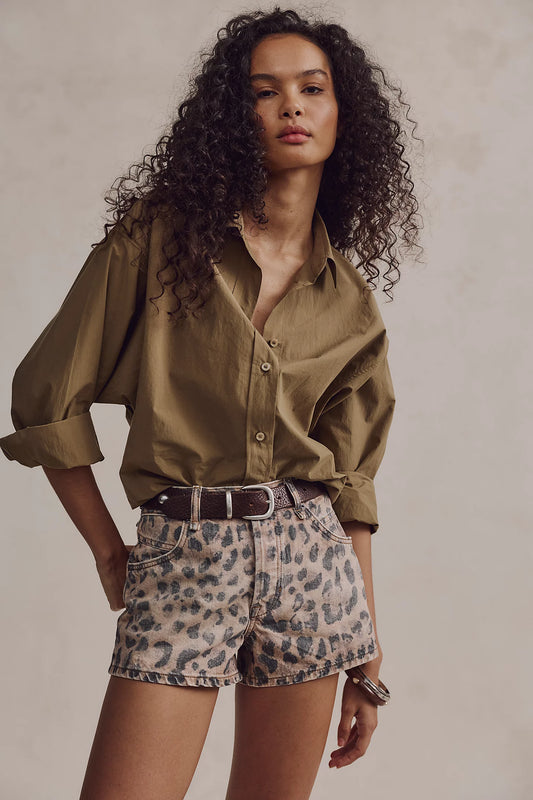 Now or Never Printed Denim Shorts