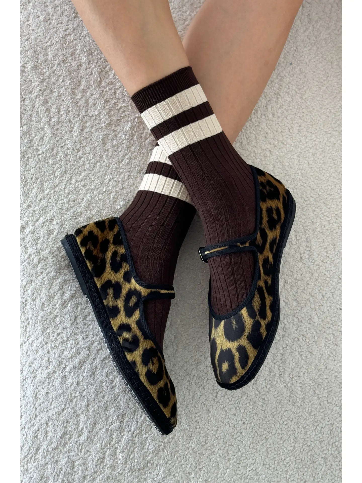 Her Varsity Socks in Espresso