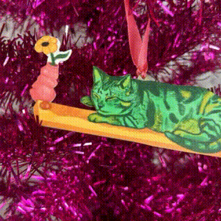 Bad Cat Ornament - Flower