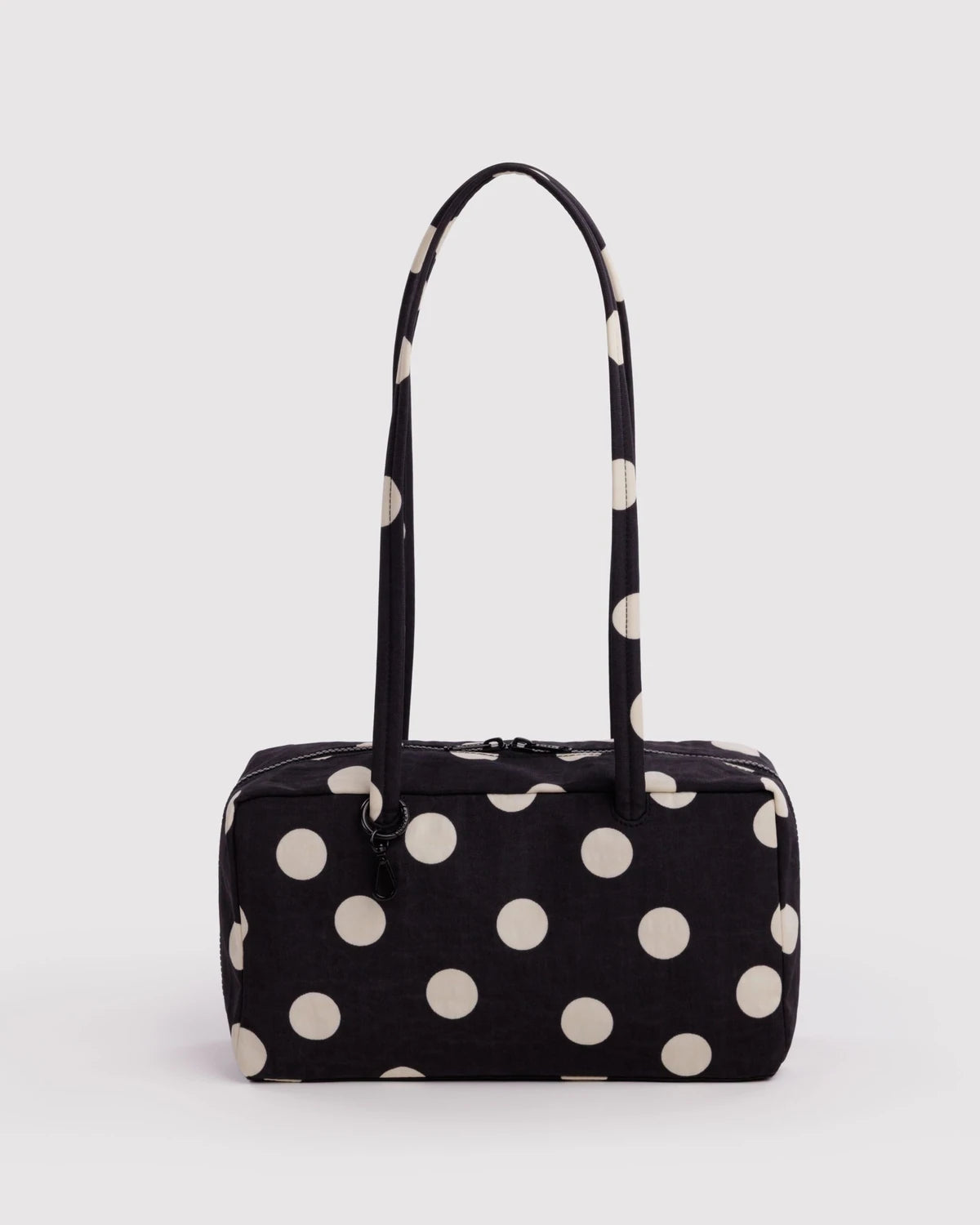 Nylon Bowler Bag - Black & Cream Polka Dot