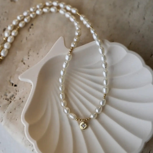 Pearl Beaded Star Medallion Necklace