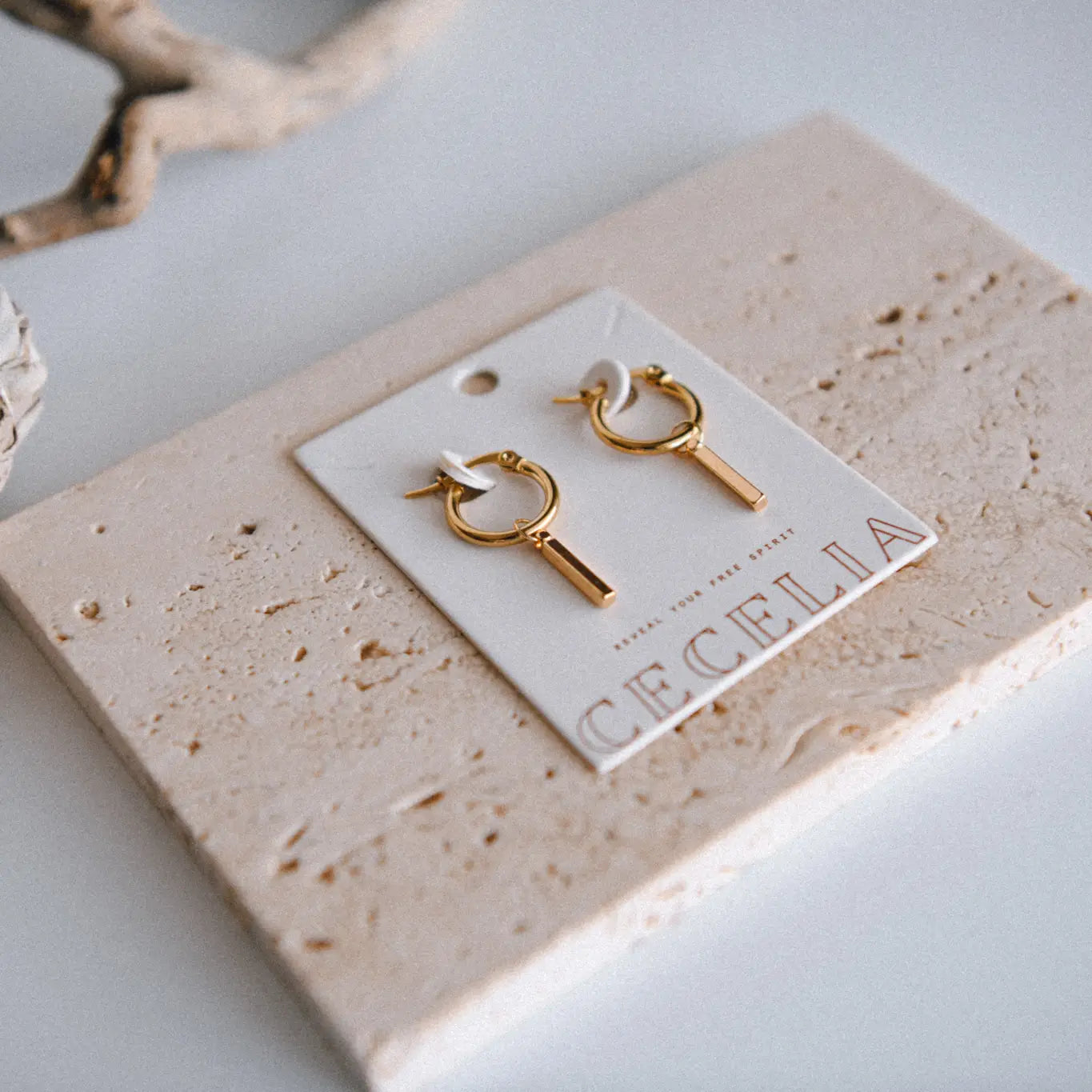 Cosmic Line Short Pendant Hoop Earrings