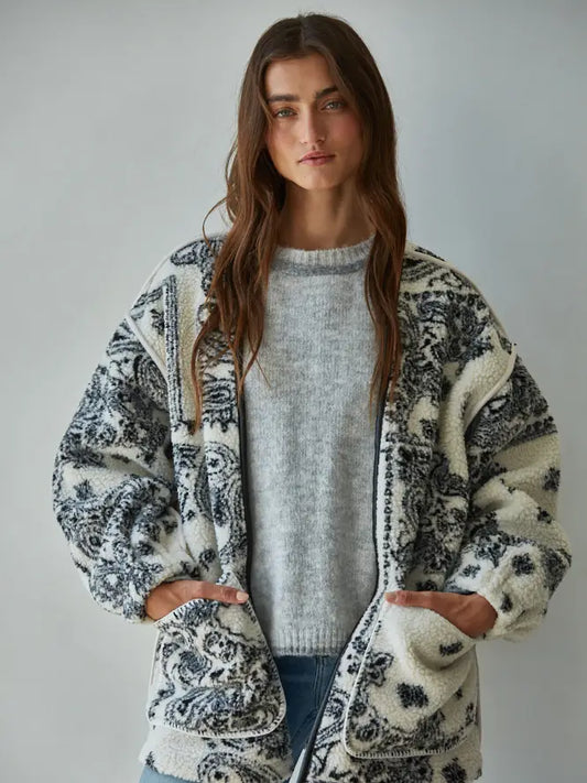 Sherpa Paisley Print Jacket