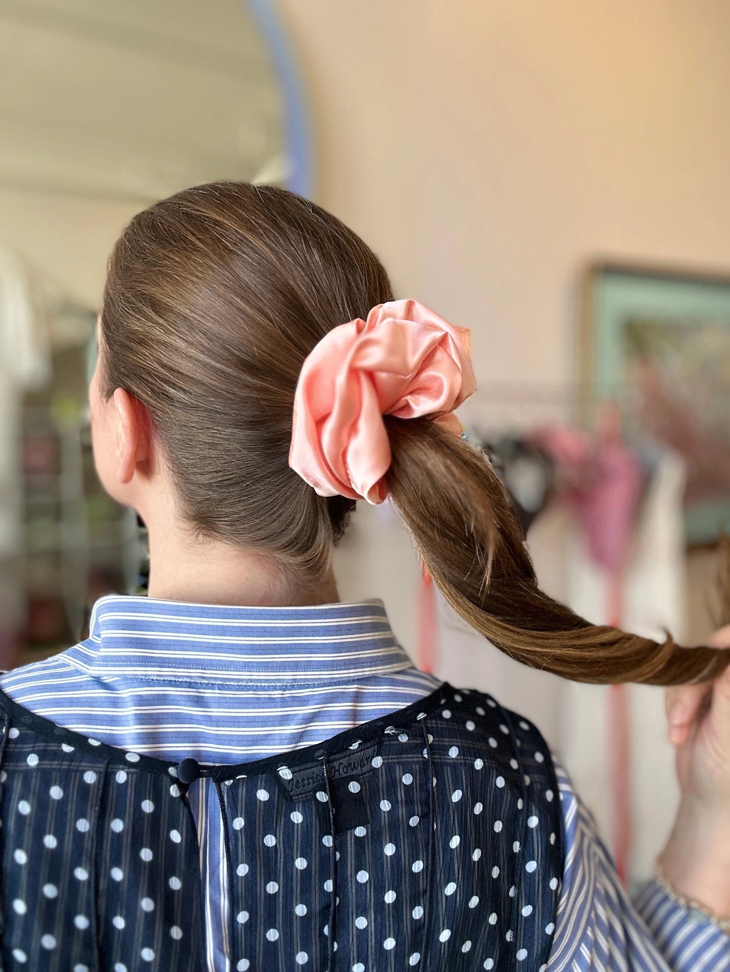 Mini Satin Scrunchie - Peach