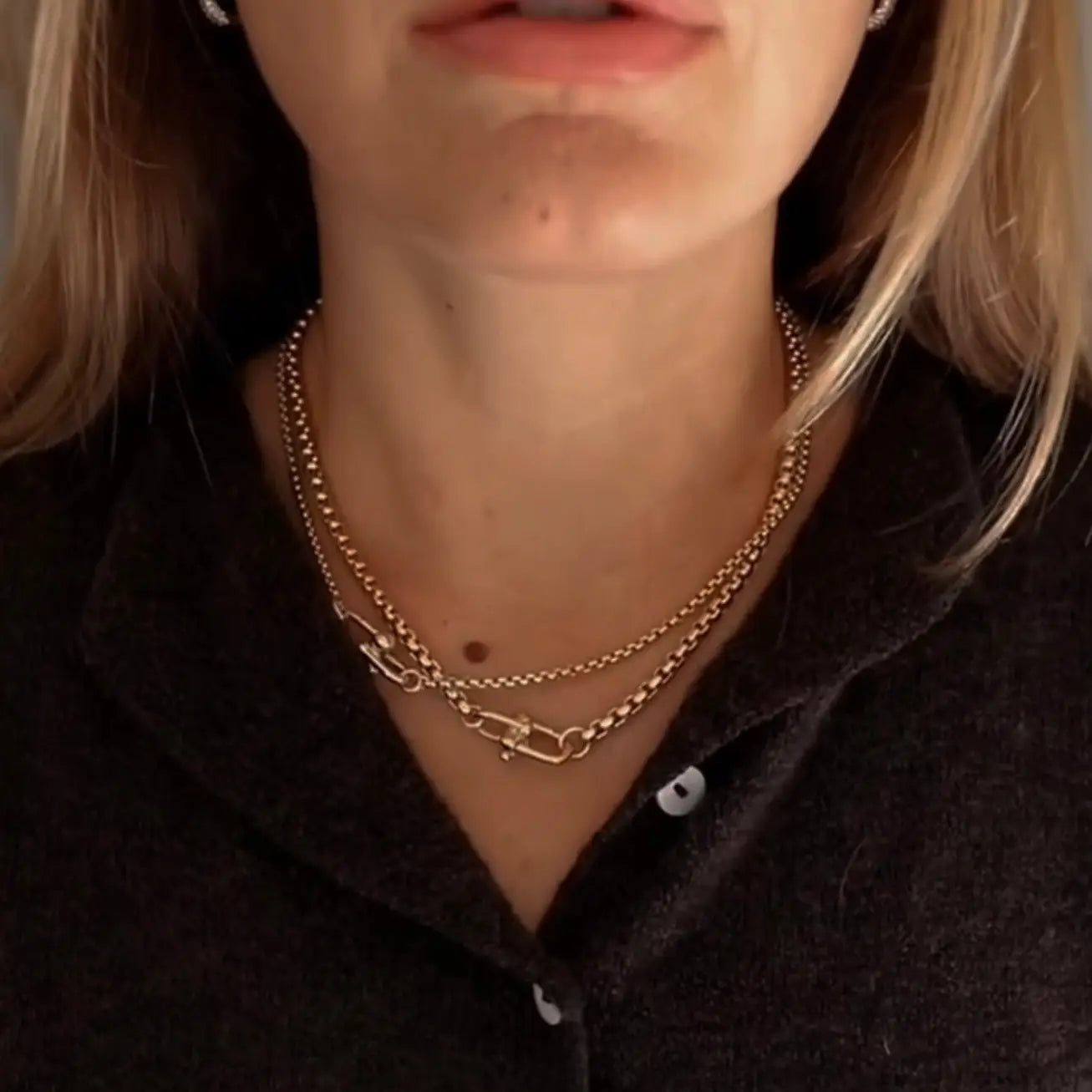 Nova Round Box Chain Necklace - Gold