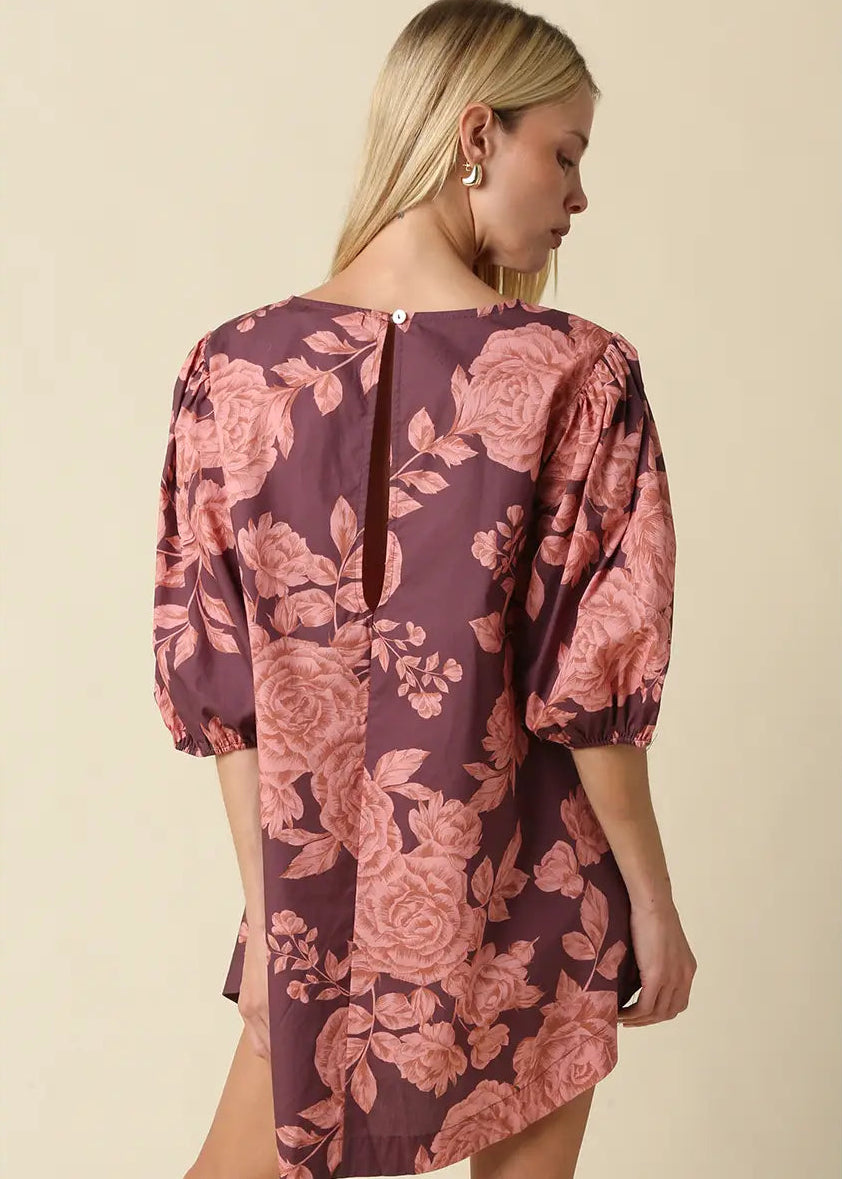 Rose Floral Mini Dress