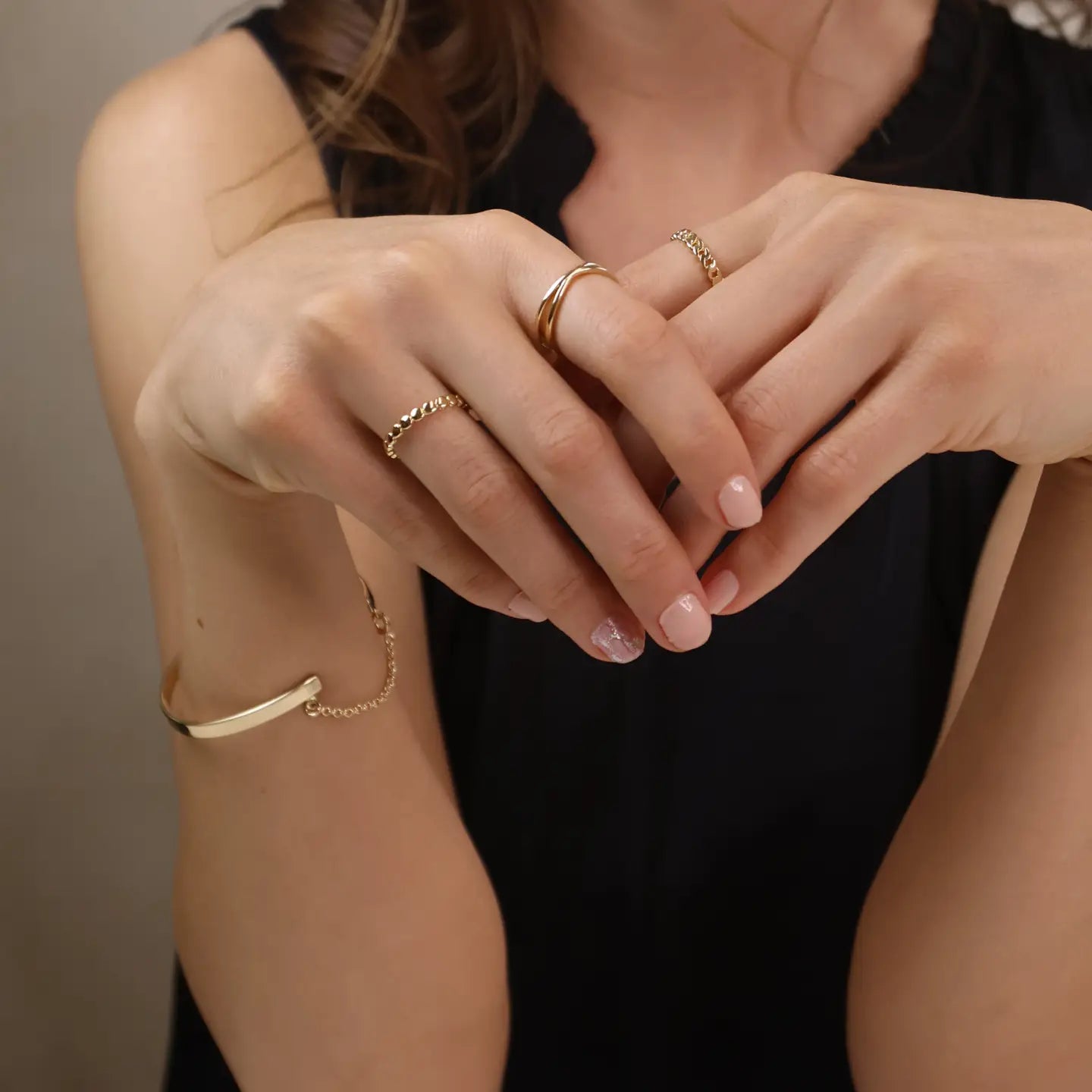 18k Gold Filled Beaded Band