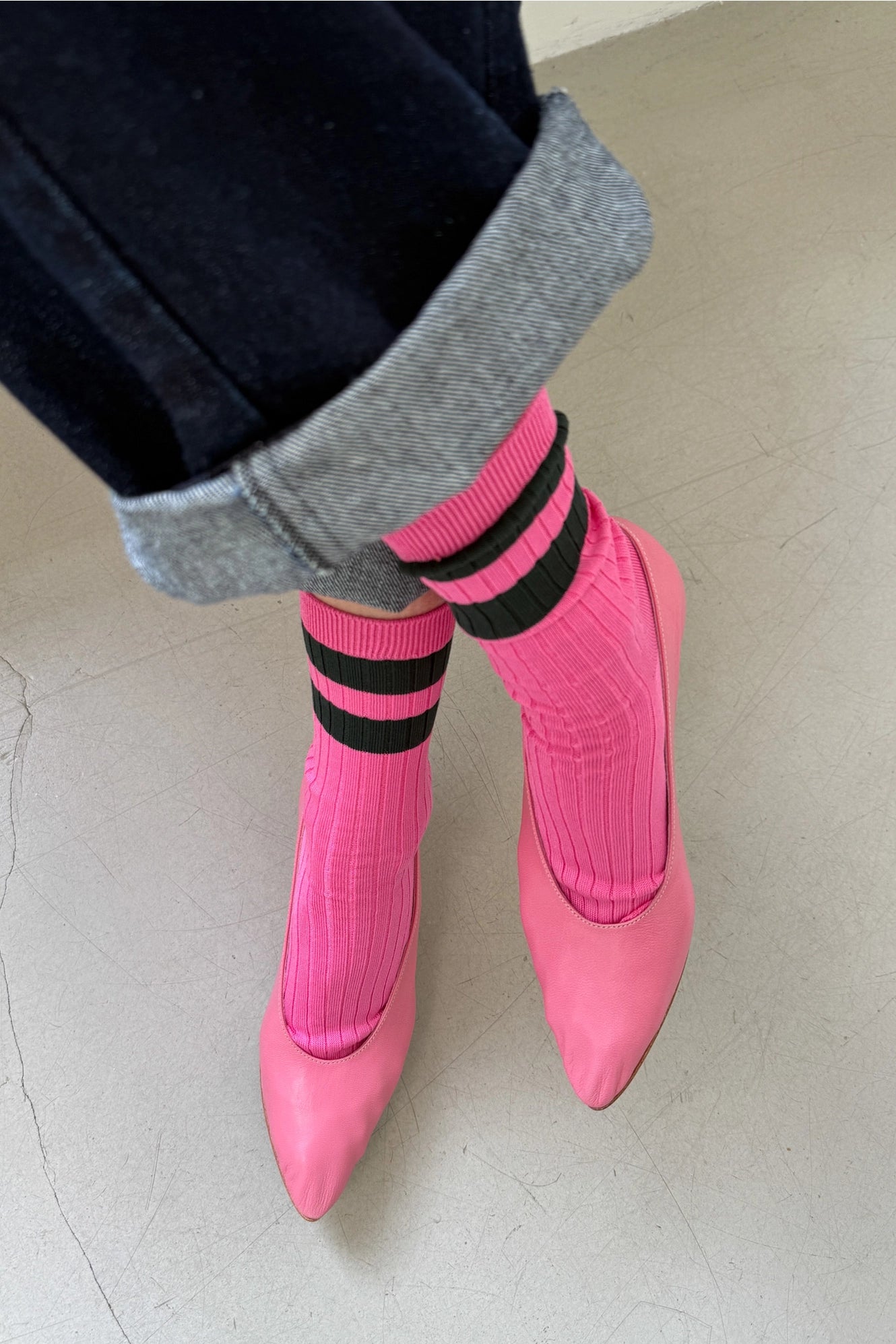 Her Varsity Socks in Pink Green