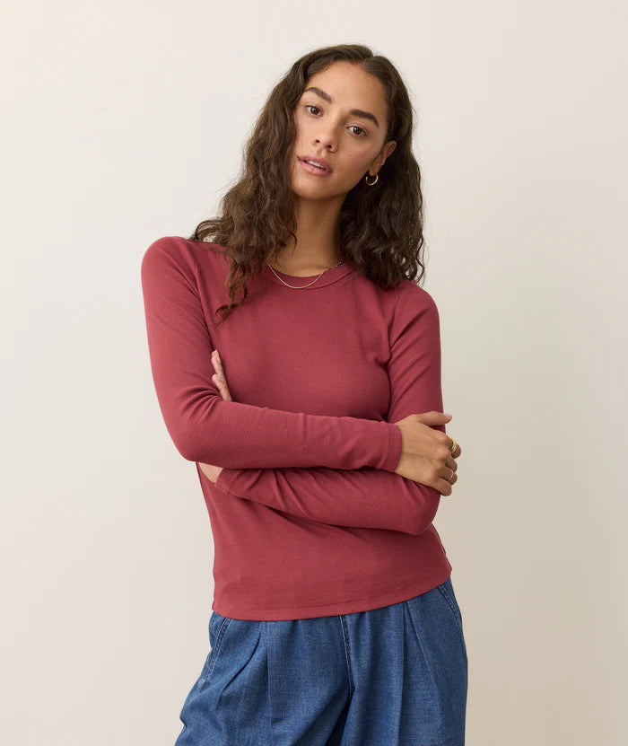 Lexi Sun-In Crew Longsleeve in Ruby