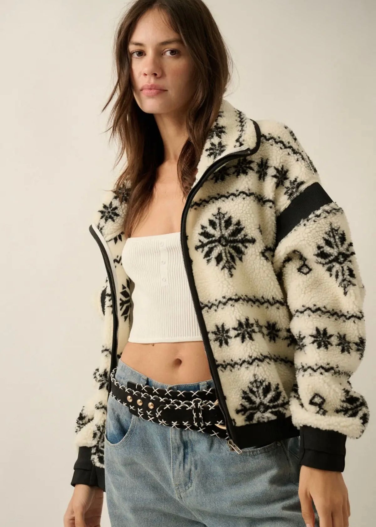 Faire Isle Sherpa Zip-Up Jacket