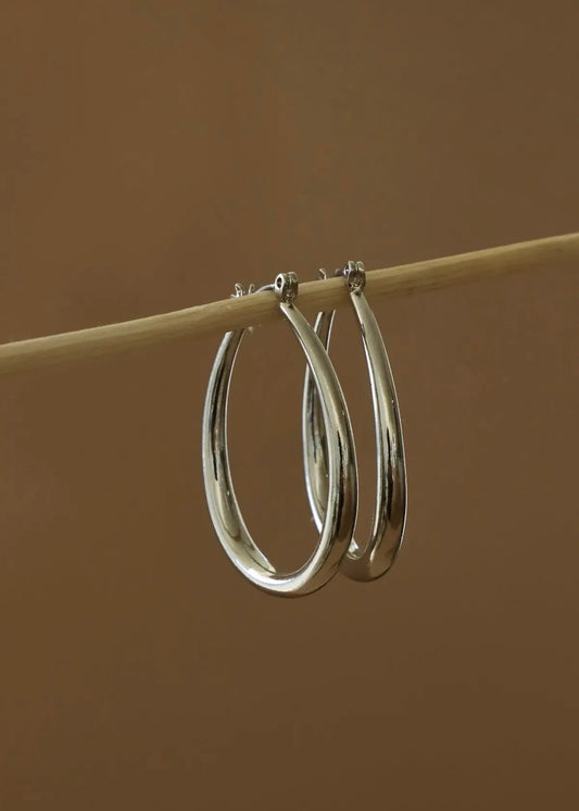 Large Teardrop Hoop - Silver