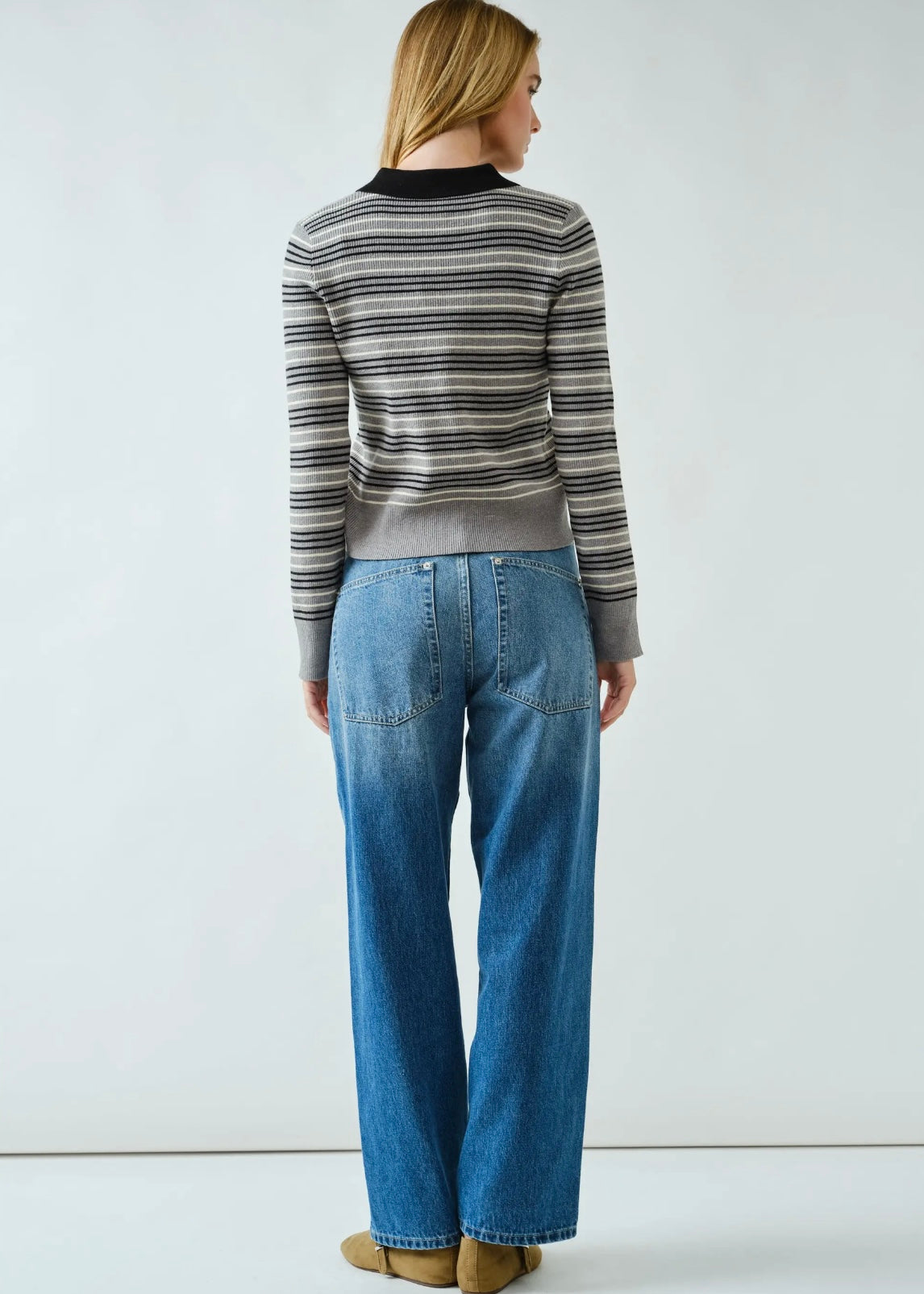 Timeless Striped Polo Sweater