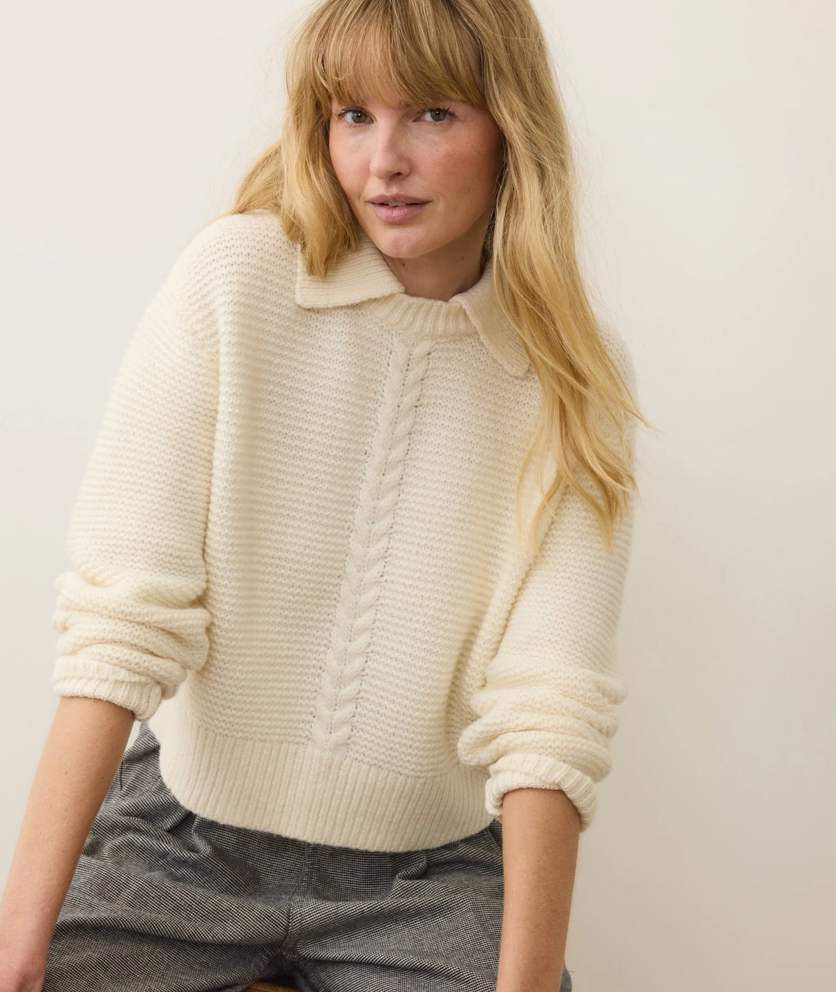 Everly Cable Knit Sweater Polo