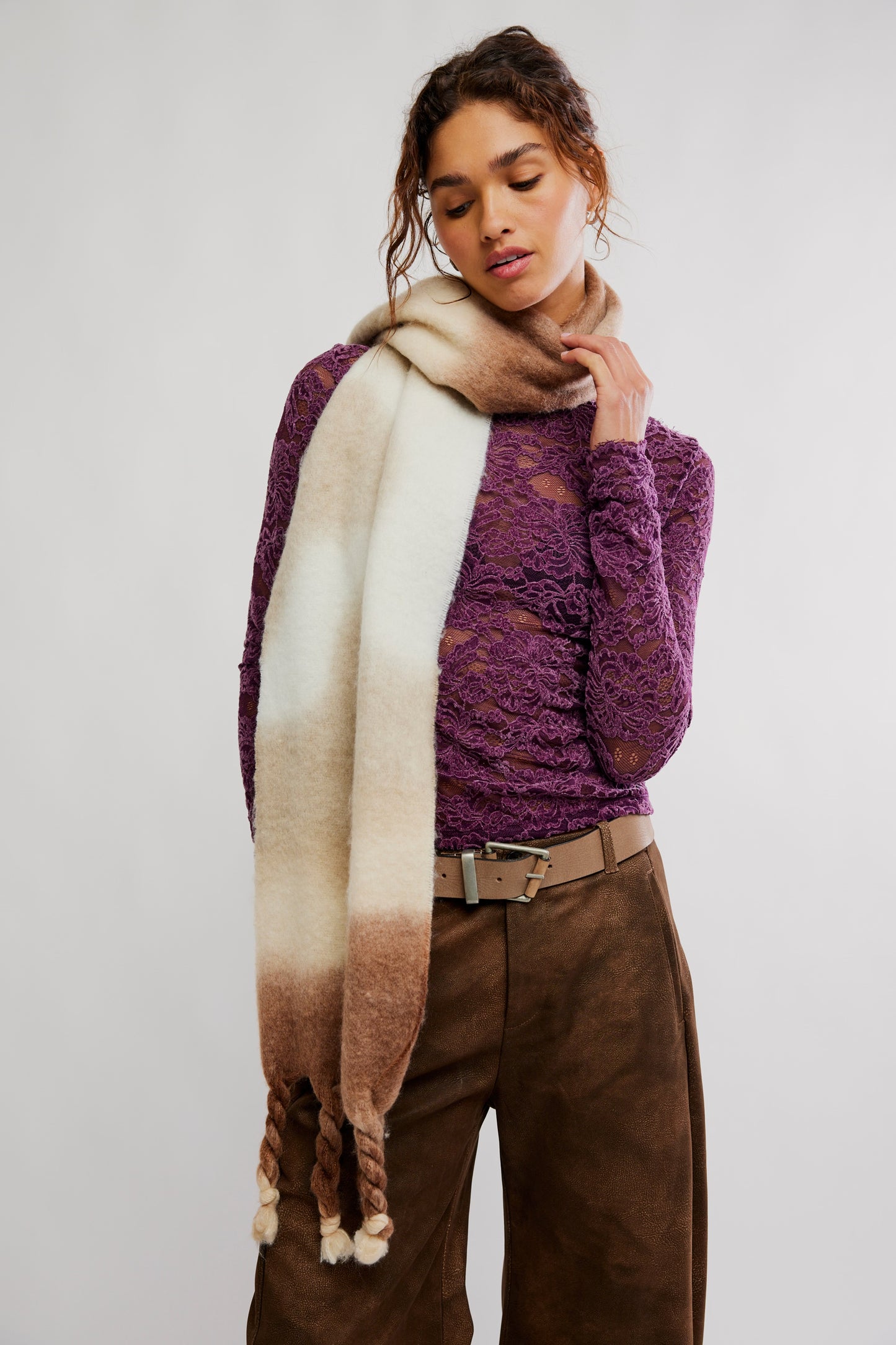 Winter Days Blanket Scarf in Oat Combo