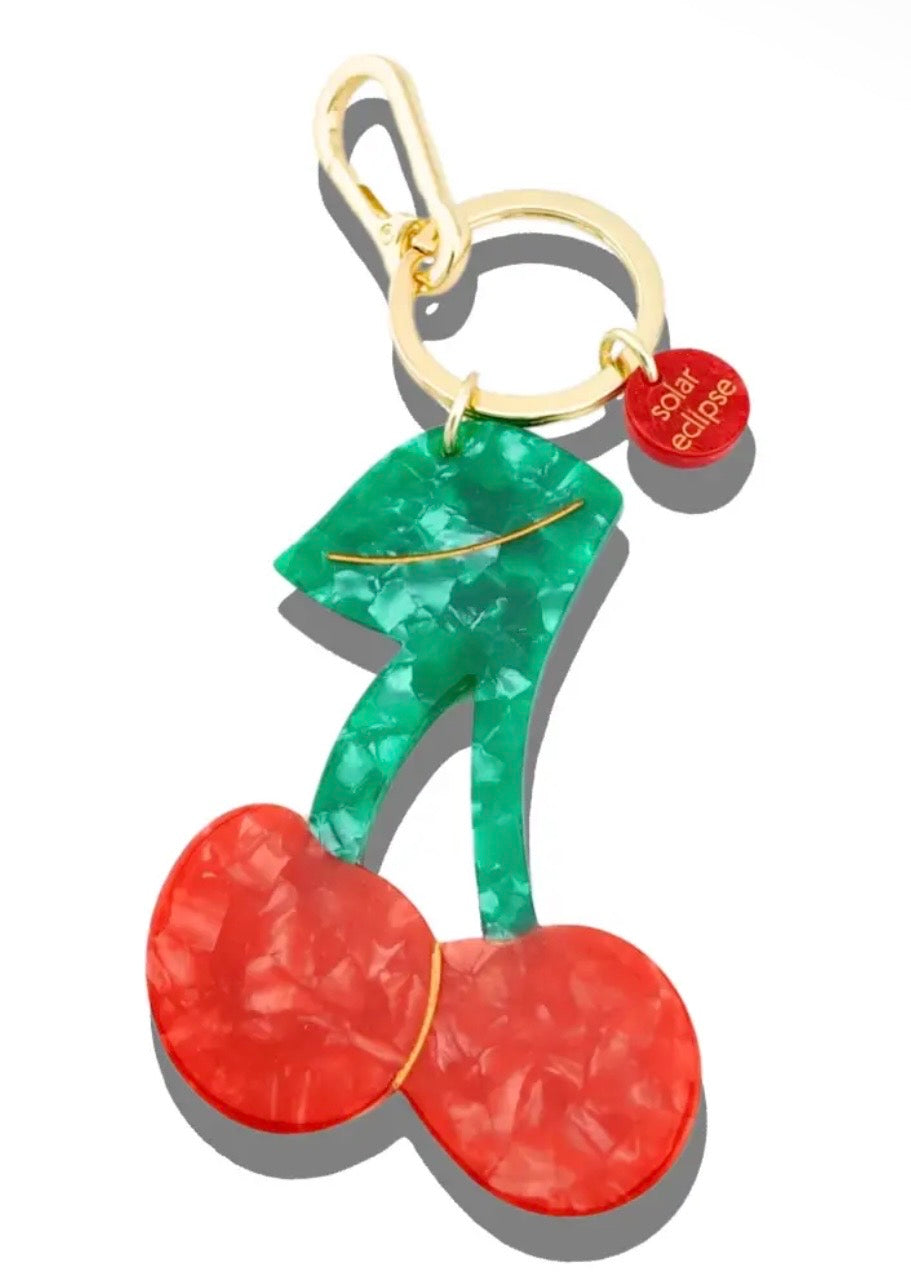 Cherry Hand-Painted Cherry Bag Charm + Keychain
