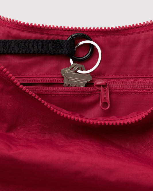 Medium Nylon Crescent Bag - Cherry
