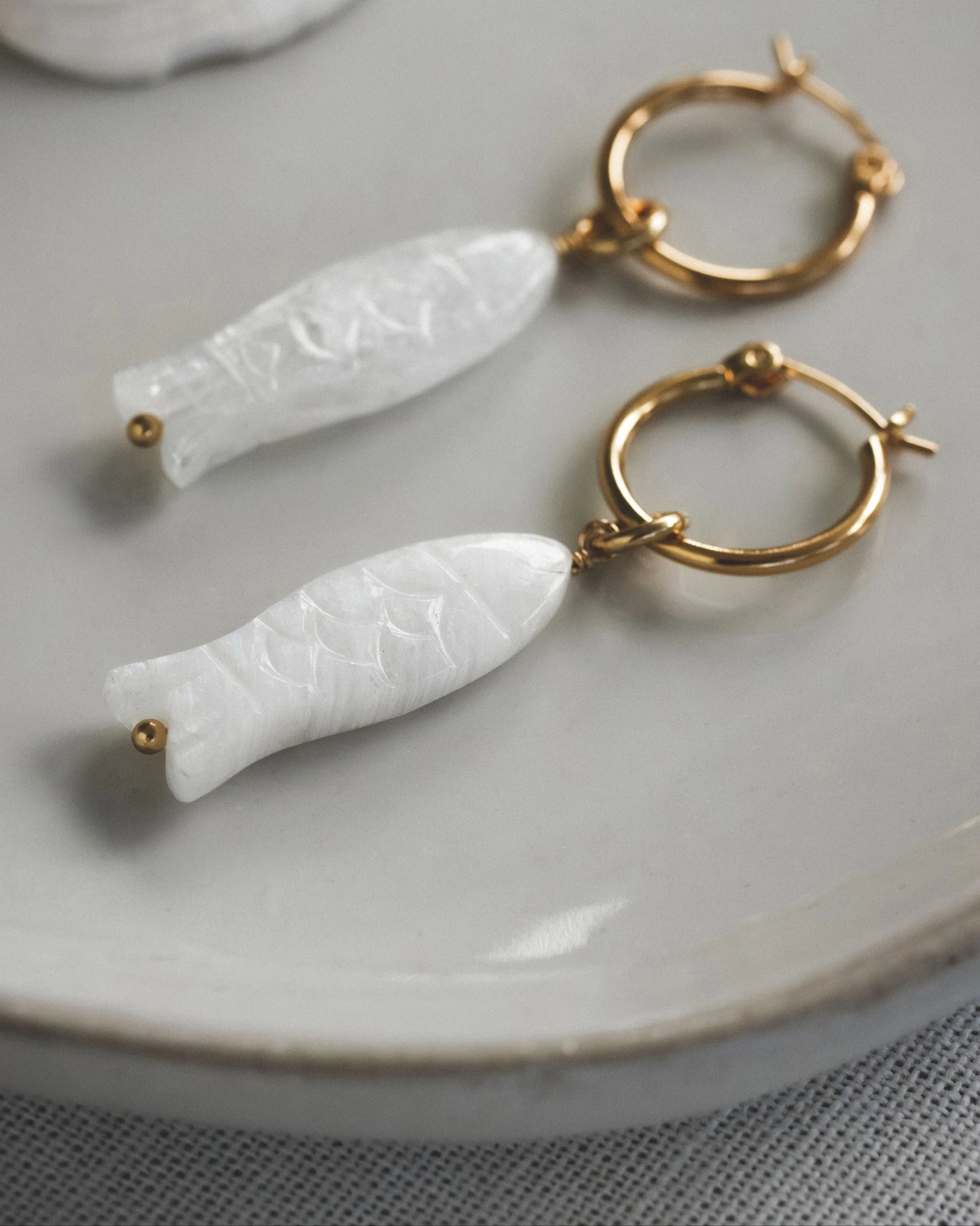 La Pesca Bella Gemstone Charm Hoop Earrings