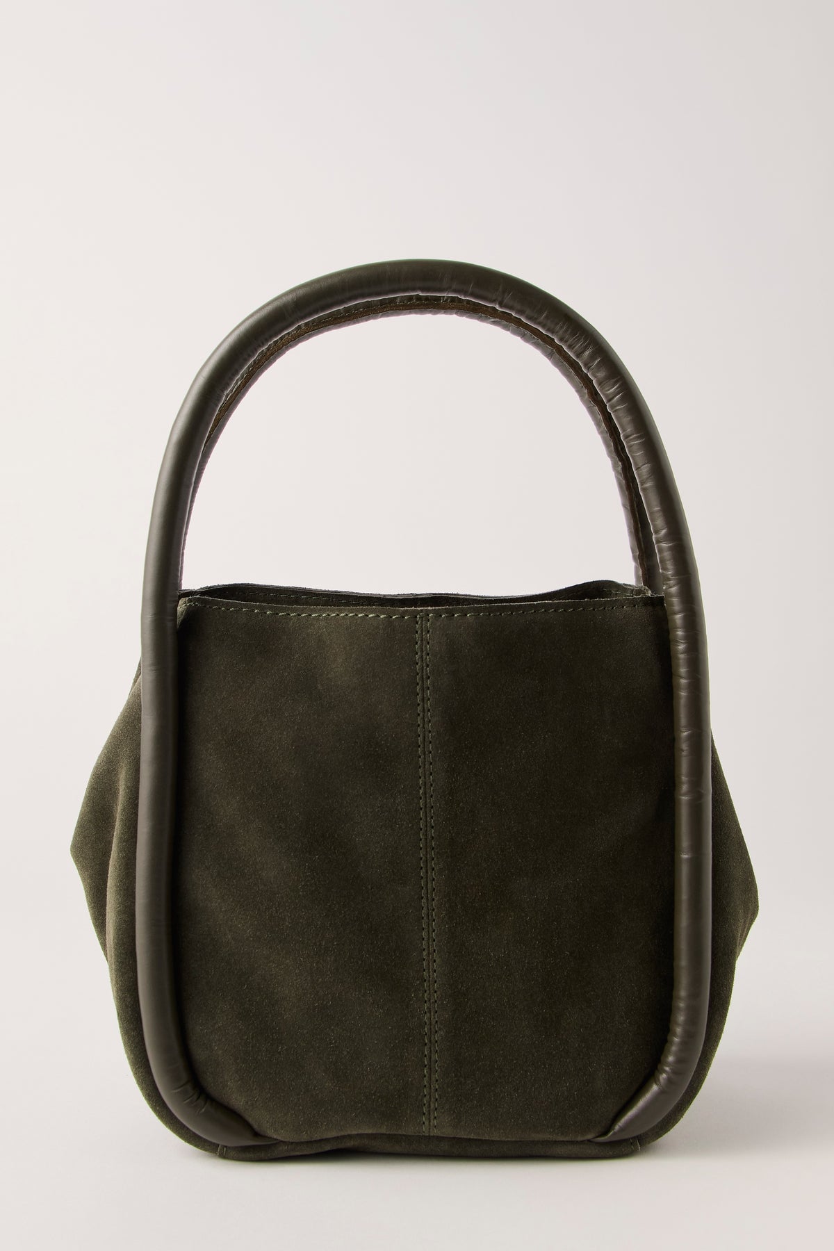 Barlow Suede Bucket Bag in Dark Olive