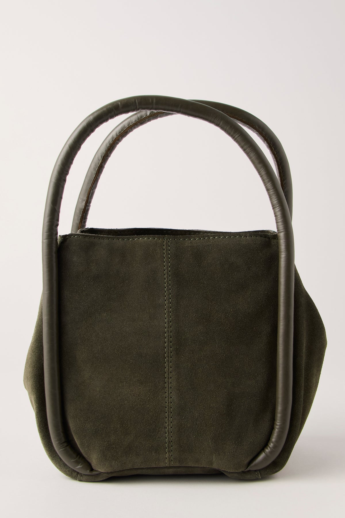 Barlow Suede Bucket Bag in Dark Olive