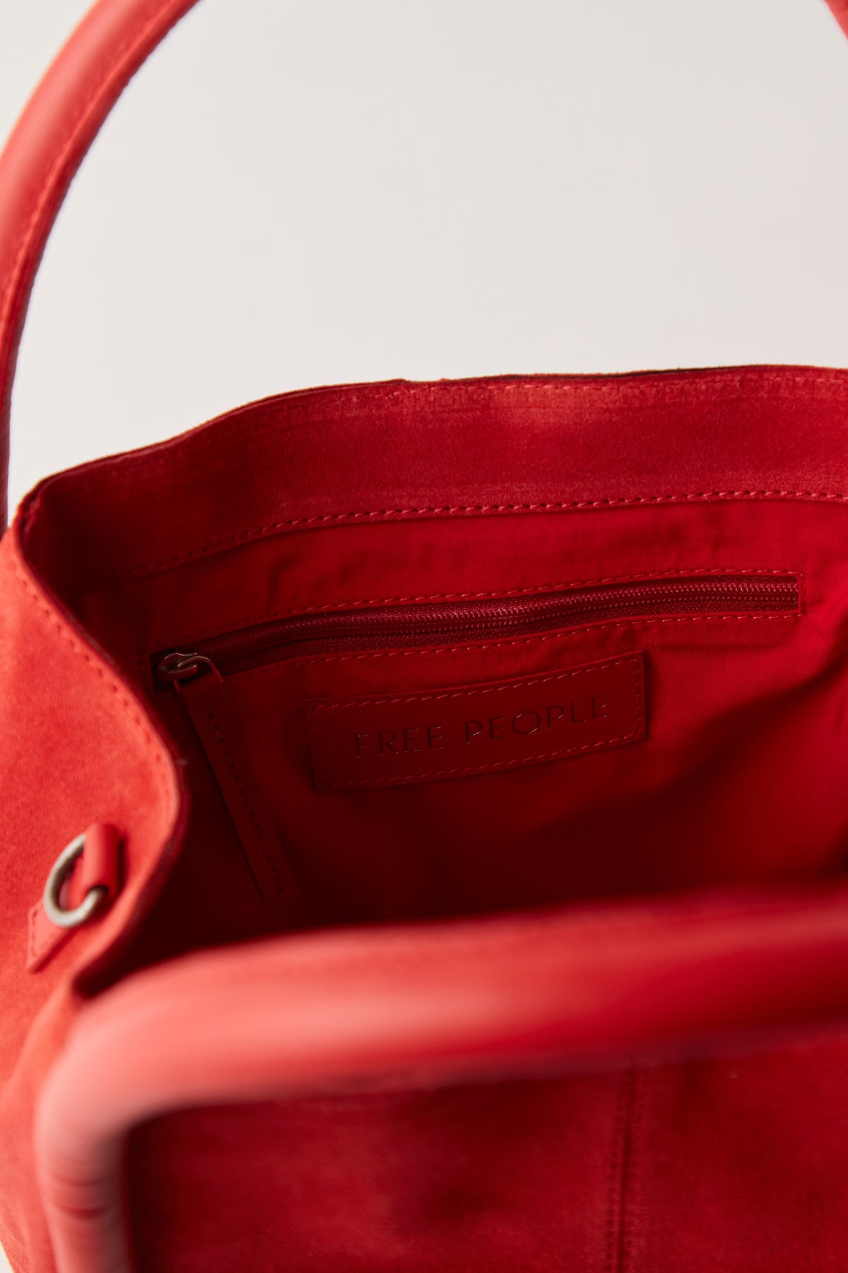 Barlow Suede Bucket Bag in Goji