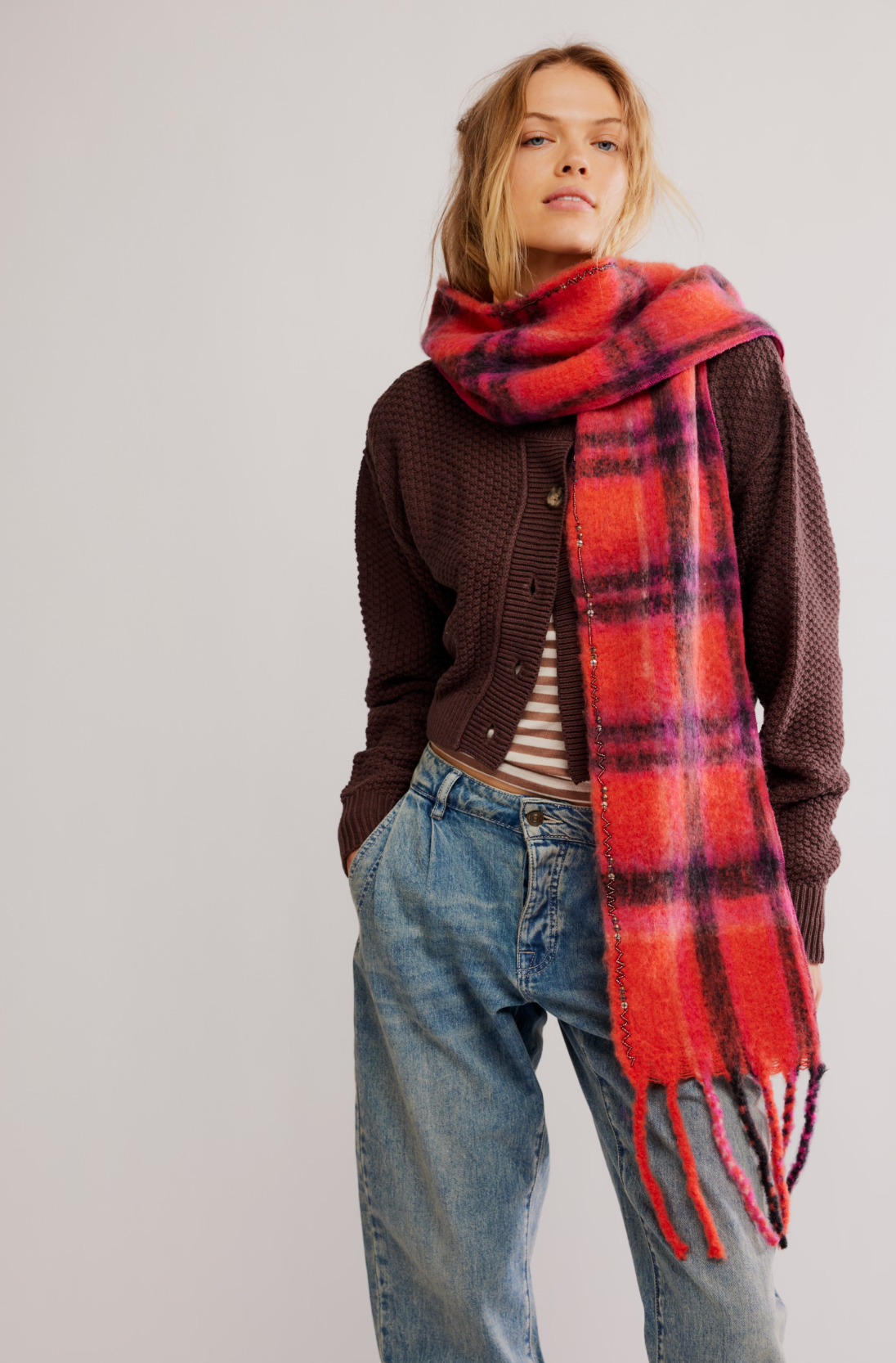 Highland Plaid Skinny Scarf