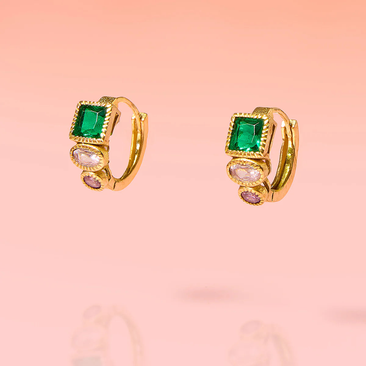 Dainty Huggie Hoop Vintage Green