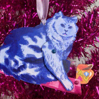 Bad Cat Ornament - Coffee