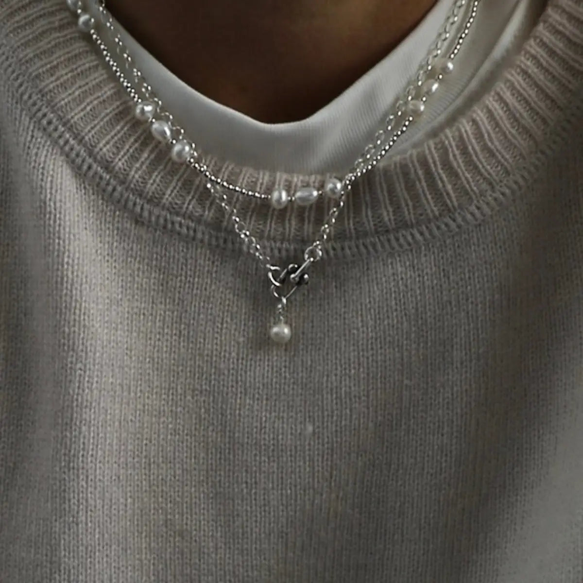 Sora Link Chain and Pearl - Silver