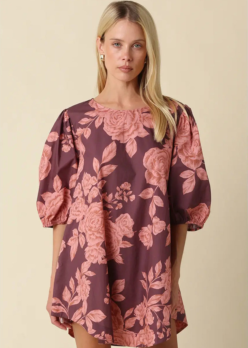 Rose Floral Mini Dress