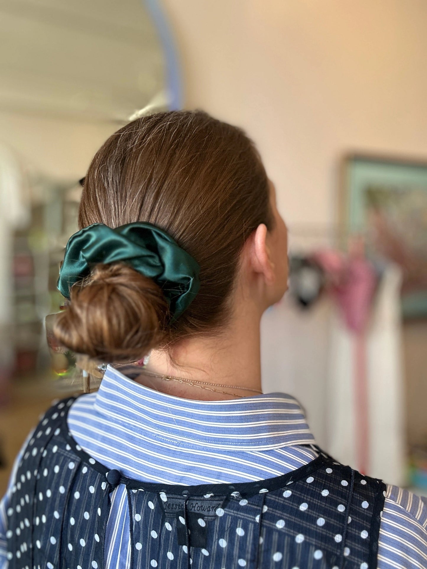 Mini Satin Scrunchie - Deep Peacock