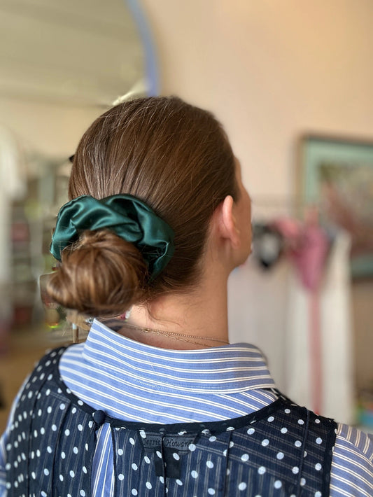 Mini Satin Scrunchie - Deep Peacock