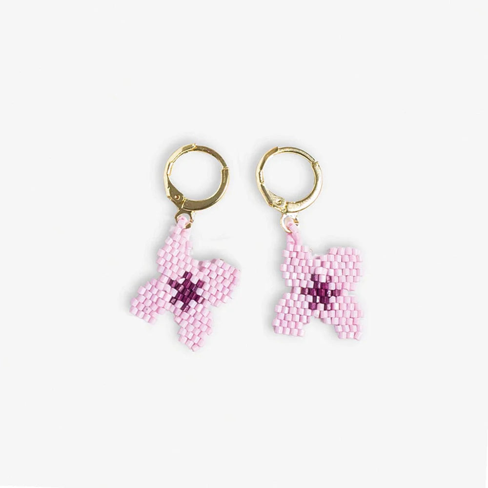 Blossom Four Petal Flower Drop Earrings - Light Lavender