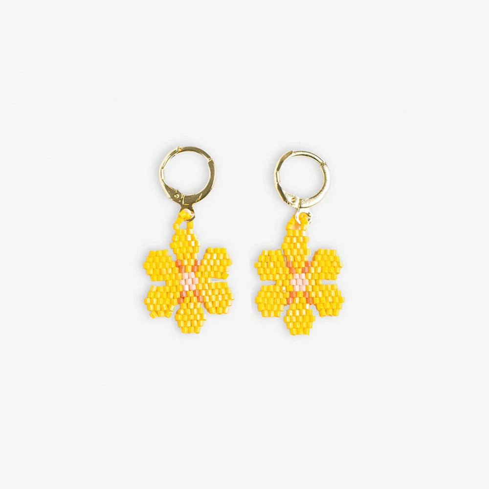Blossom Four Petal Flower Drop Earrings - Lemon