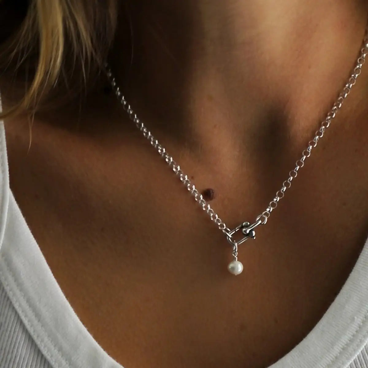 Sora Link Chain and Pearl - Silver