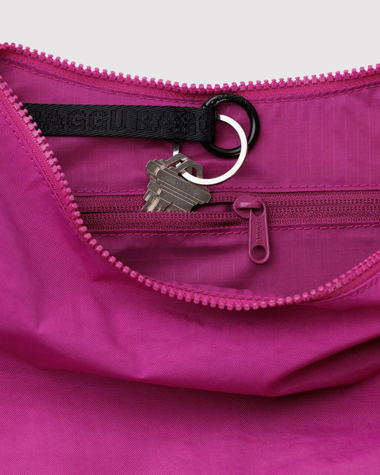 Medium Nylon Crescent Bag - Deep Fuschia