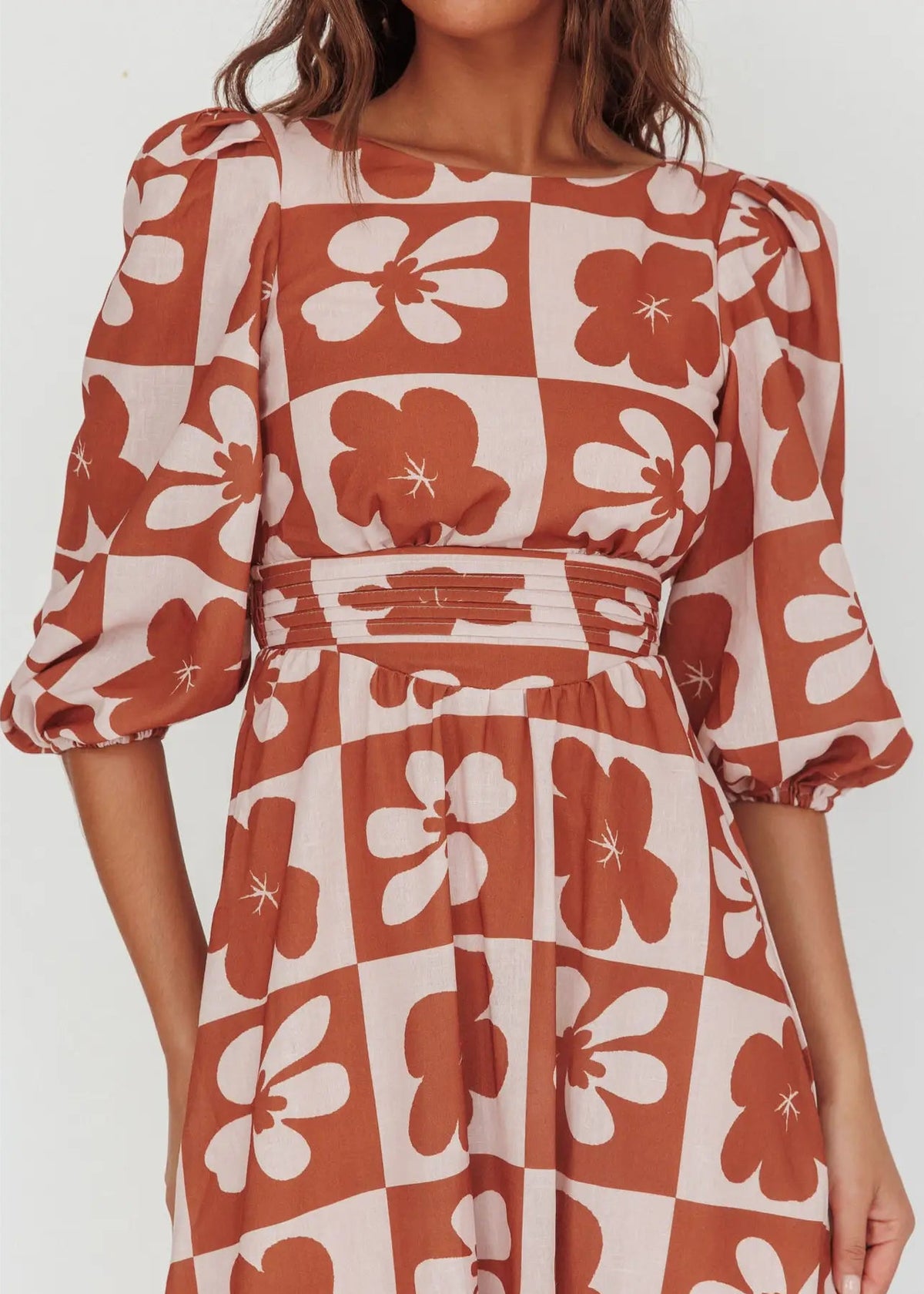 Boat Neck Floral Maxi Dres