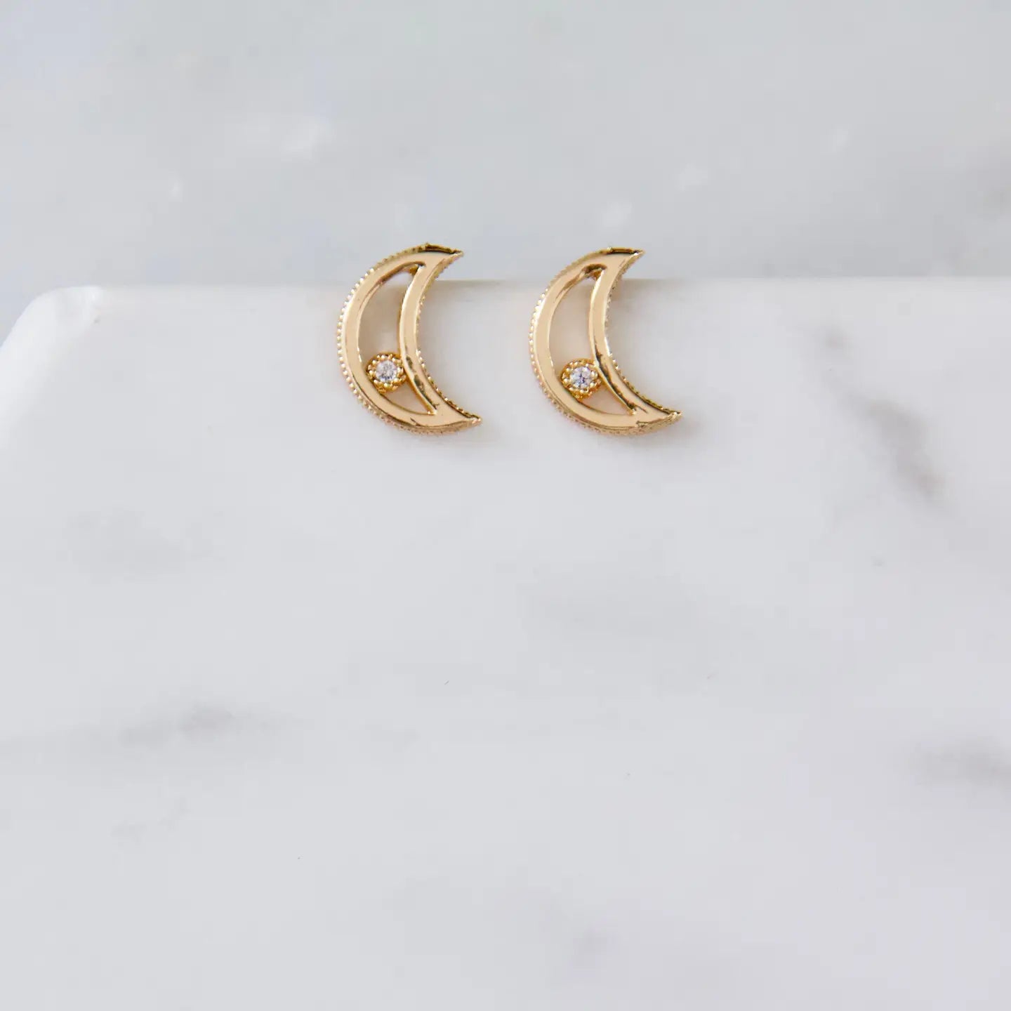 Zircon Moon Earrings