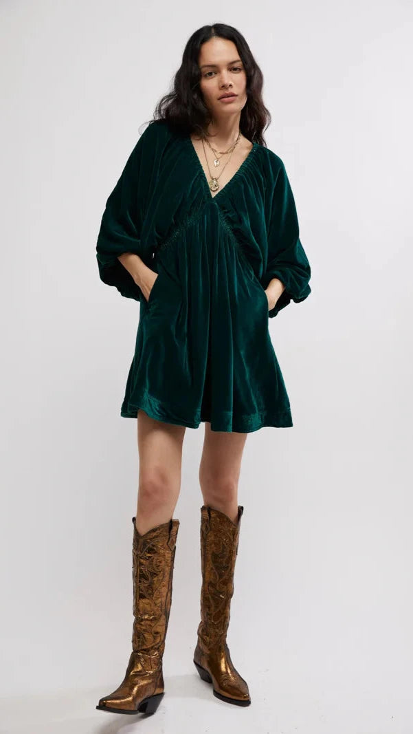 portia velvet babydoll mini dress Free People Women's Portia Velvet Mini Dress