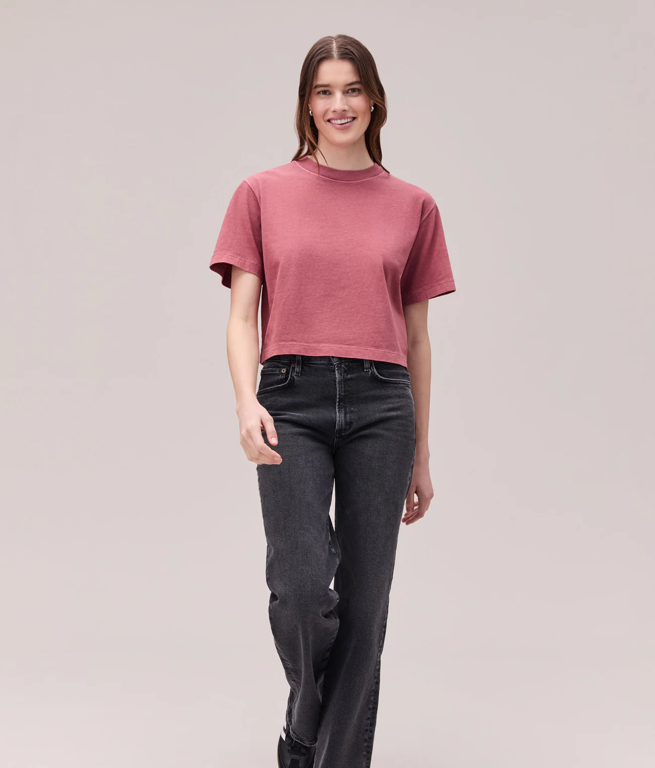 The Relaxed Crop Tee in Marsala