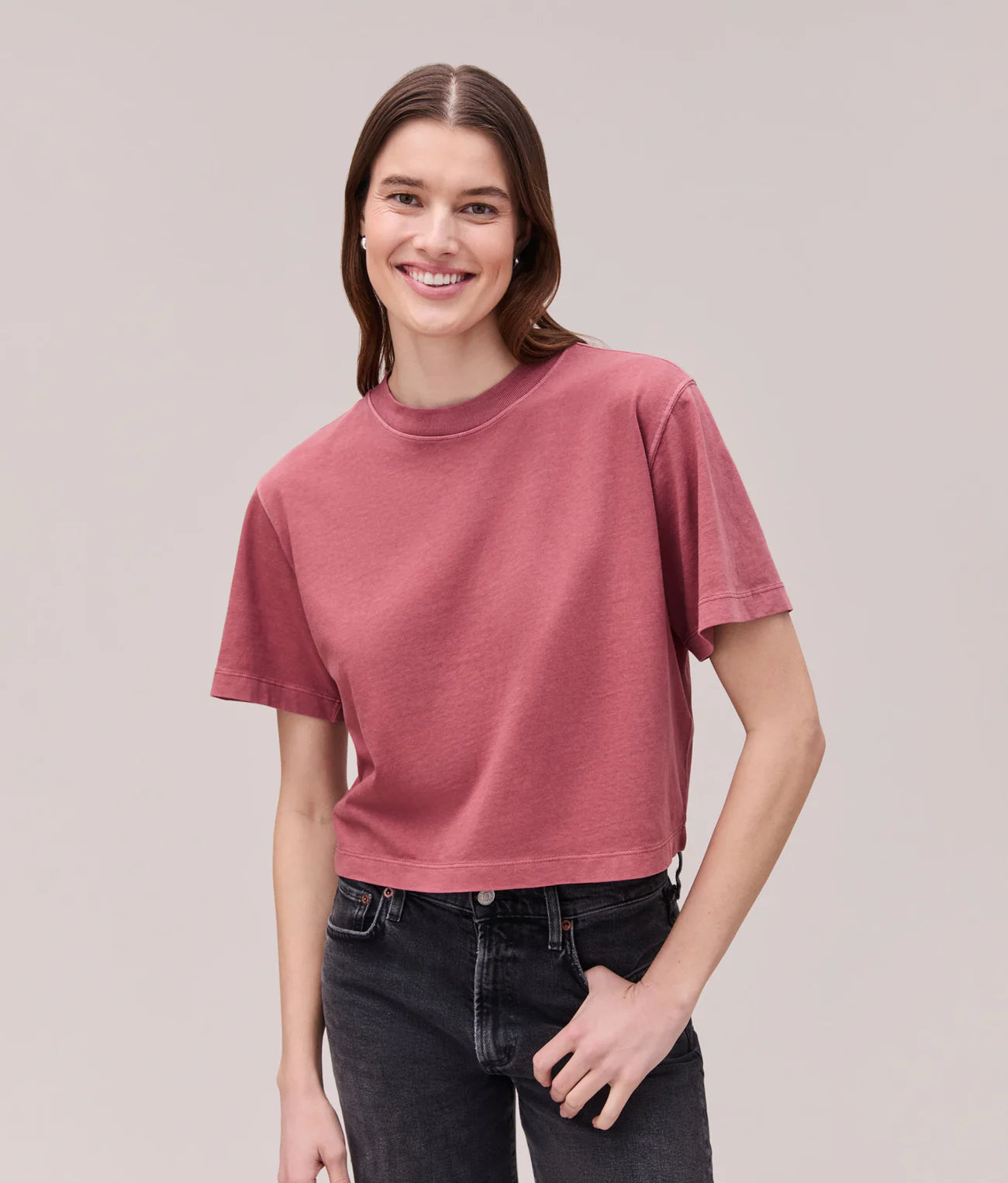 The Relaxed Crop Tee in Marsala