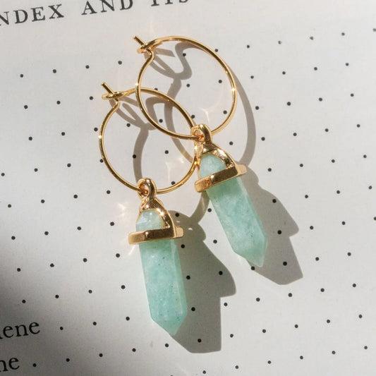 Prism Mini Hoop Earrings - Amazonite