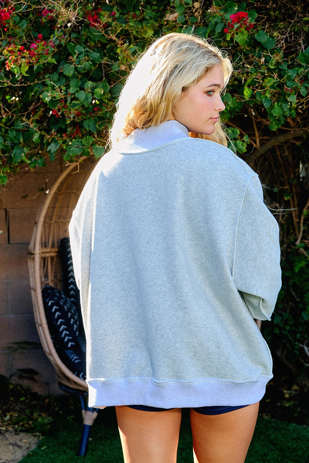 'Pilates & Yoga' Reversible Mockneck Sweatshirt