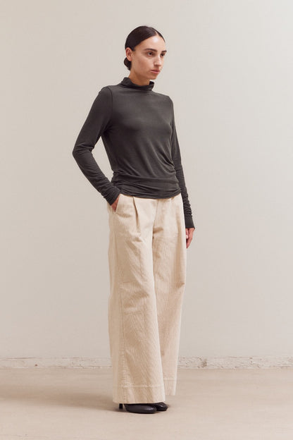 Mock Neck Fitted Jersey Top