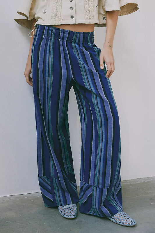 Day's End Linen Stripe Pants in Navy