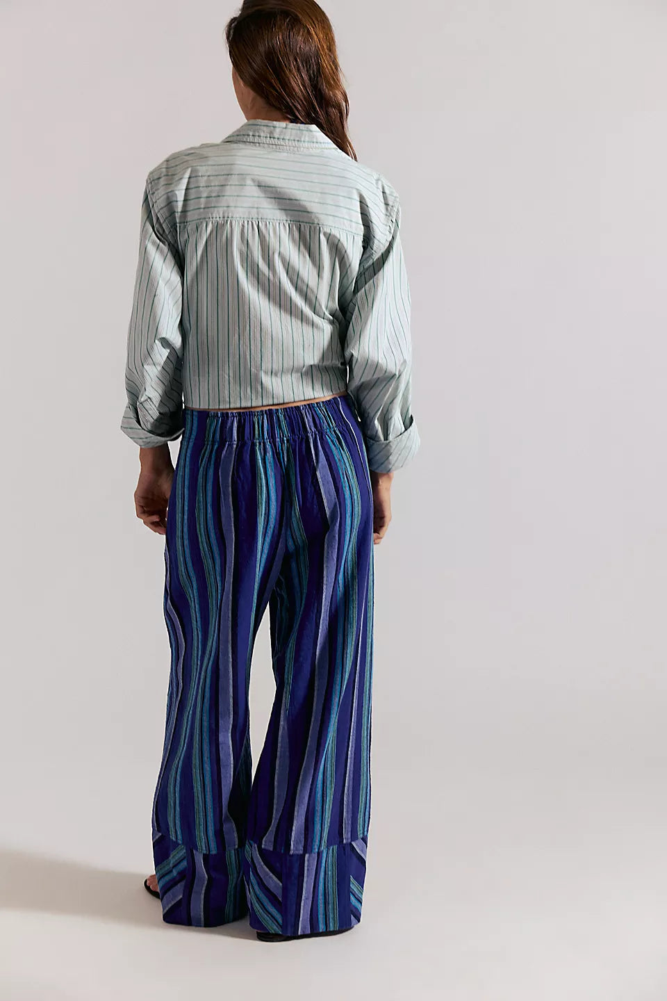 Day's End Linen Stripe Pants in Navy