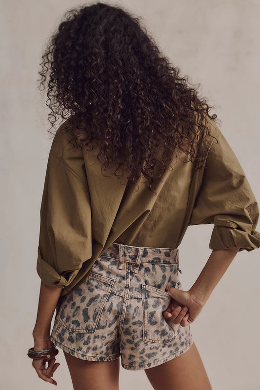 Now or Never Printed Denim Shorts