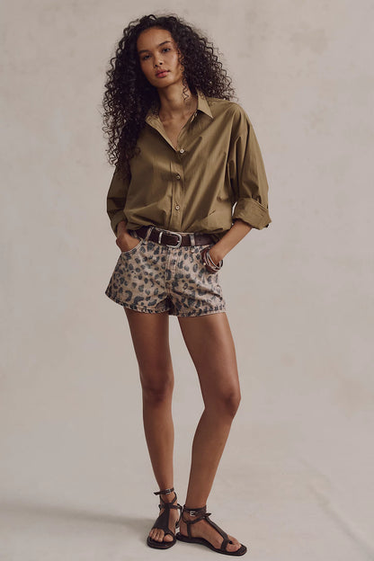 Now or Never Printed Denim Shorts